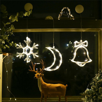 Χριστουγεννιάτικα στολίδια Κρεμαστά LED Light Διακόσμηση κρεβατοκάμαρας Χριστουγεννιάτικα στολίδια για το σπίτι Παράθυρο Διακόσμηση γυαλιού Ζεστή μπαταρία Λειτουργεί