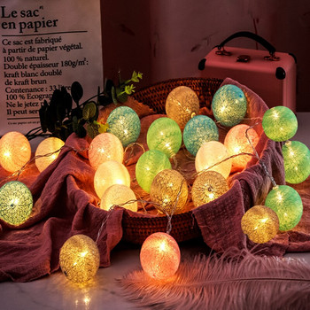 20 LED памучни топки Връвни приказни светлини Коледна сватба Градинско парти Начало Декор Фенер Светлина за вътрешен двор