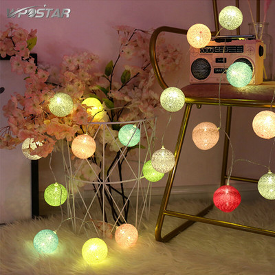 20 LED vatových guľôčok, rozprávkové svetielka, vianočné, svadobné, záhradné, párty, bytové dekorácie, lampáš, terasa