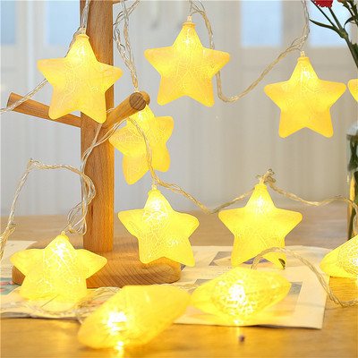 20LED Crack Star Fairy Lampă pentru brad de Crăciun șir ghirlande sclipitoare baterie flash petrecere de vacanță nuntă lumini decor interior