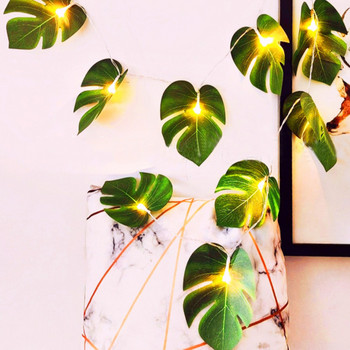 20 LED Monstera Leaf Fairy String Light, тропически изкуствен ратан, палмови листа, струнни светлини, гирлянди за парти декор на тема плаж