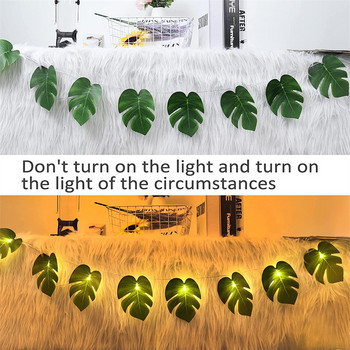 20 LED Monstera Leaf Fairy String Light, тропически изкуствен ратан, палмови листа, струнни светлини, гирлянди за парти декор на тема плаж