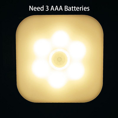 PIR LED judesio jutiklio šviesa 6/10 LED spintelės spintos lovos lempa LED po spintele Naktinis apšvietimas spintai laiptai virtuvei 4.7 A8