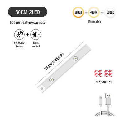 LED svjetlo za ormarić, senzor pokreta, prigušivo USB punjenje, indukcijsko noćno svjetlo za ljudsko tijelo, valovita svjetlosna traka za ulaz u spavaću sobu