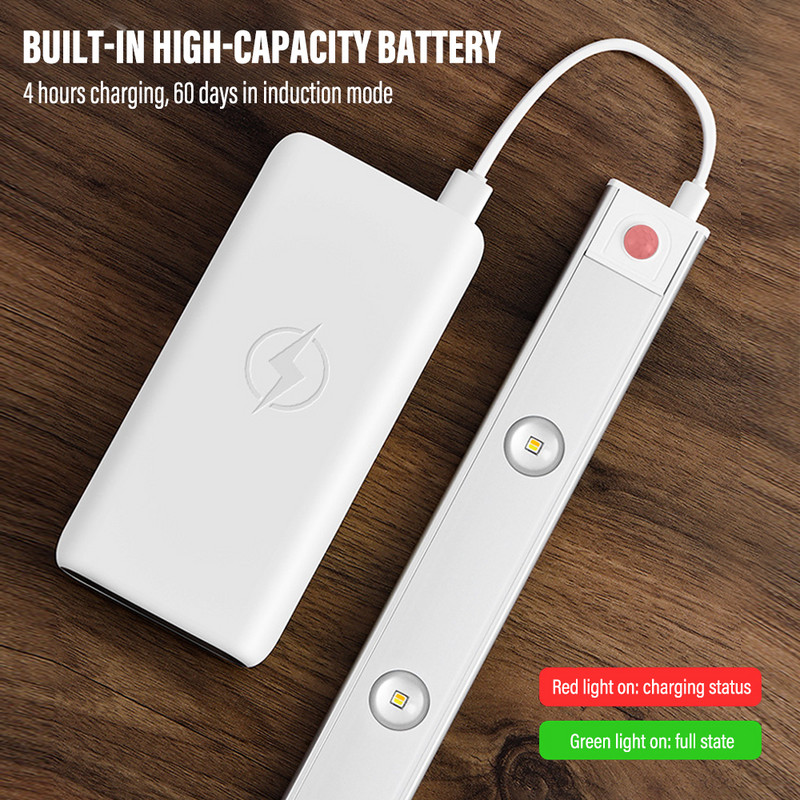 LED svjetlo za ormarić, senzor pokreta, prigušivo USB punjenje, indukcijsko noćno svjetlo za ljudsko tijelo, valovita svjetlosna traka za ulaz u spavaću sobu