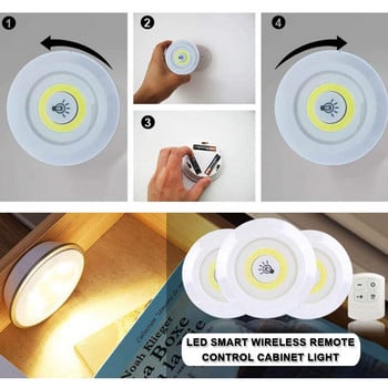 3W супер ярка лампа под шкаф LED безжично дистанционно управление Димируем гардероб Нощна лампа Дом Спалня Шкаф Кухня