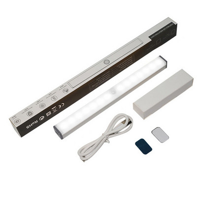 210 mm-es 297 mm-es mozgásérzékelő LED-es szekrény alatti lámpa Vezeték nélküli szekrény Éjszakai lámpa USB töltés Hálószoba Konyha Beltéri világításhoz