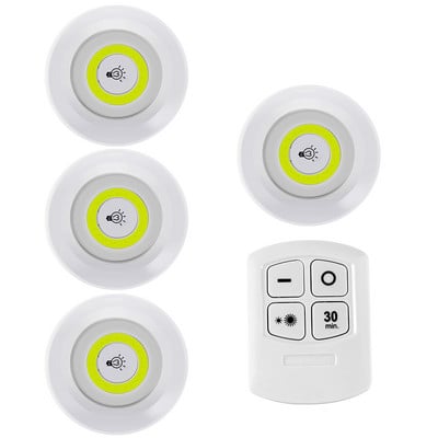 Lampă LED COB pentru dulap Lampă de perete fără fir, reglabilă, Lumini pentru dulap Telecomanda dulap dulap Dormitor Lumină de noapte pentru bucătărie