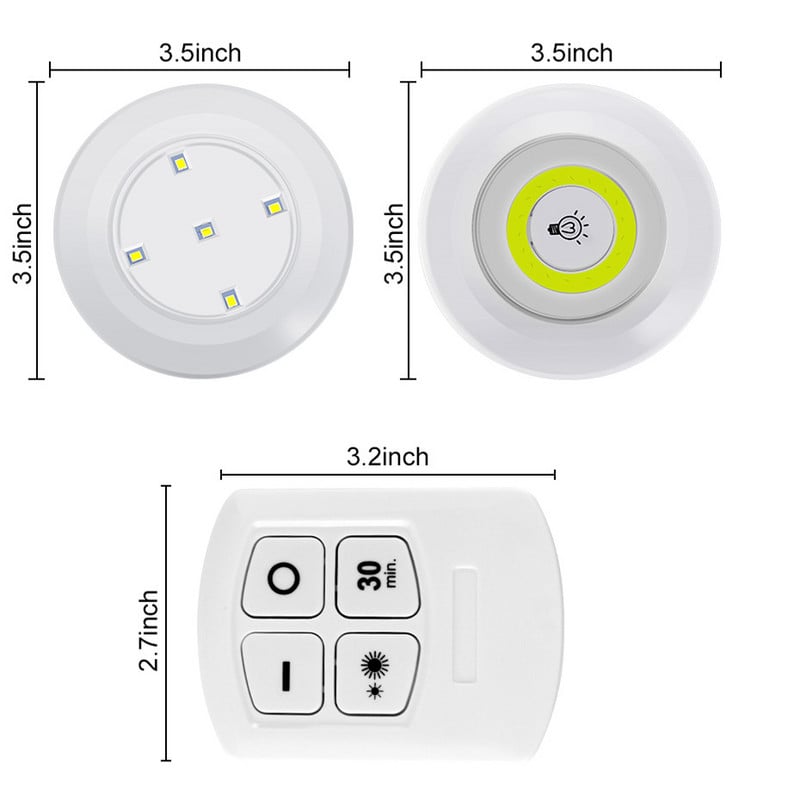 Lampă LED COB pentru dulap Lampă de perete fără fir, reglabilă, Lumini pentru dulap Telecomanda dulap dulap Dormitor Lumină de noapte pentru bucătărie
