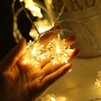 Снежинка LED струнна светлина Гирлянд Коледна елха Декорации 2023 Нова година Батерия Фея Лампа Празник Навидад 2022 Домашен декор