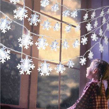 Διακοσμητικά για Χριστουγεννιάτικο Δέντρο Γιρλάντα LED νιφάδας χιονιού 2023 Πρωτοχρονιάτικο Φωτιστικό με μπαταρία Νεράιδα Διακοπές Navidad 2022 Διακόσμηση σπιτιού