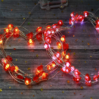 20 30LED червени сърца LED струнни светлини Декорация на стая Градина Фея Светлини Свети Валентин Сватба Рожден ден Празнично осветление
