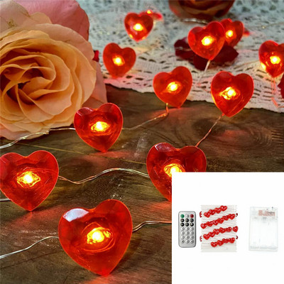 20 30 leduri lumini cu inimă roșie cu LED-uri șiruri de iluminat pentru cameră pentru grădină. Lumini pentru ziua îndrăgostiților.