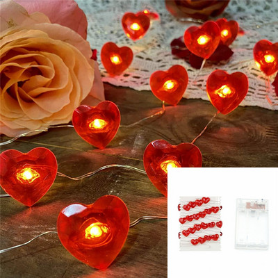 20 30 leduri lumini cu inimă roșie cu LED-uri șiruri de iluminat pentru cameră pentru grădină. Lumini pentru ziua îndrăgostiților.