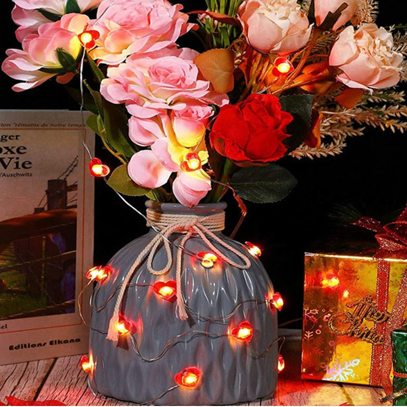 20 30 leduri lumini cu inimă roșie cu LED-uri șiruri de iluminat pentru cameră pentru grădină. Lumini pentru ziua îndrăgostiților.