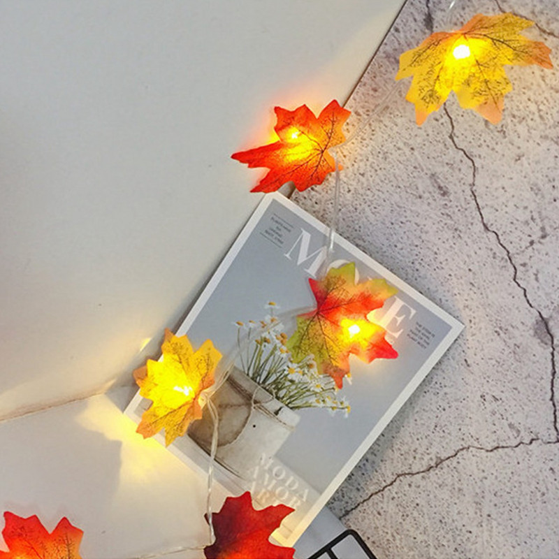 2M 10Lights Maple Leaves Garland Led Fairy Lights για χριστουγεννιάτικη διακόσμηση Φθινοπωρινά φωτάκια χορδών Εορταστική DIY διακόσμηση αποκριών