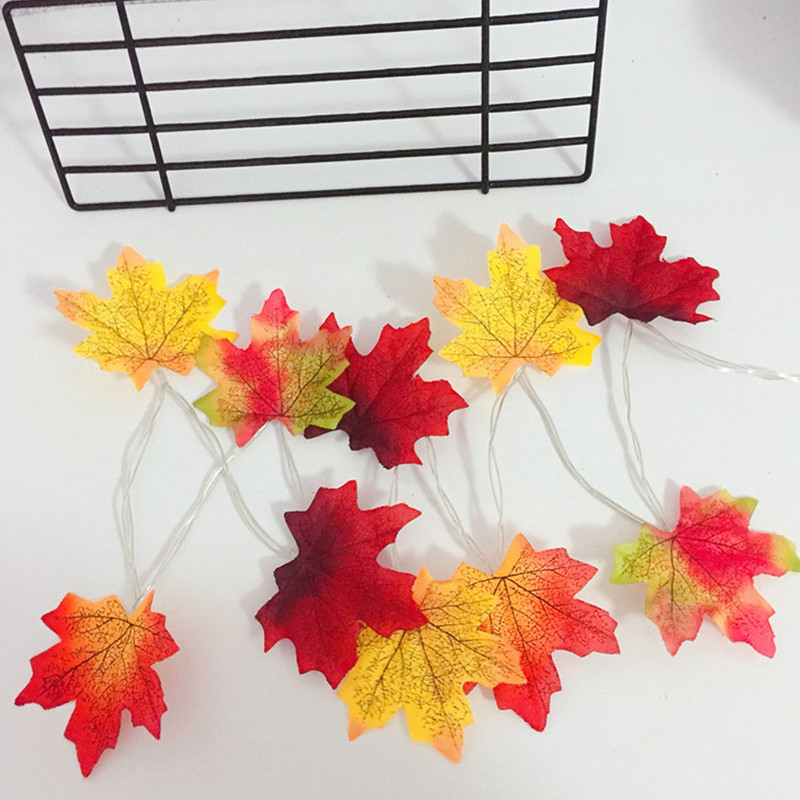 2M 10Lights Maple Leaves Garland Led Fairy Lights για χριστουγεννιάτικη διακόσμηση Φθινοπωρινά φωτάκια χορδών Εορταστική DIY διακόσμηση αποκριών