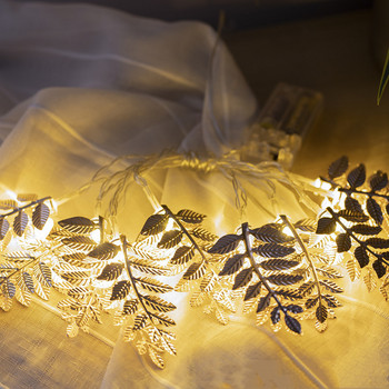 LED гирлянди от ковано желязо, листа, светеща връв, захранвана от батерии Коледа, Нова година, сватбено тържество, декорация на домашна градина, приказна светлина