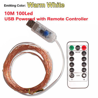 Vara stiepļu virkne 100 LED pasaku gaismas 5/10 M brīvdienu āra lampa USB vītne Ziemassvētku eglītes kāzu ballītei mājas dekorēšanai