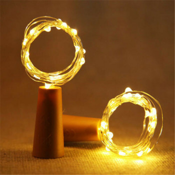 10 τεμ. 1M 2M Φώτα χορδές LED Χάλκινο ασημί σύρμα Fairy Light Πώμα μπουκαλιού γιρλάντα για γυάλινη χειροτεχνία Χριστουγεννιάτικη διακόσμηση γάμου