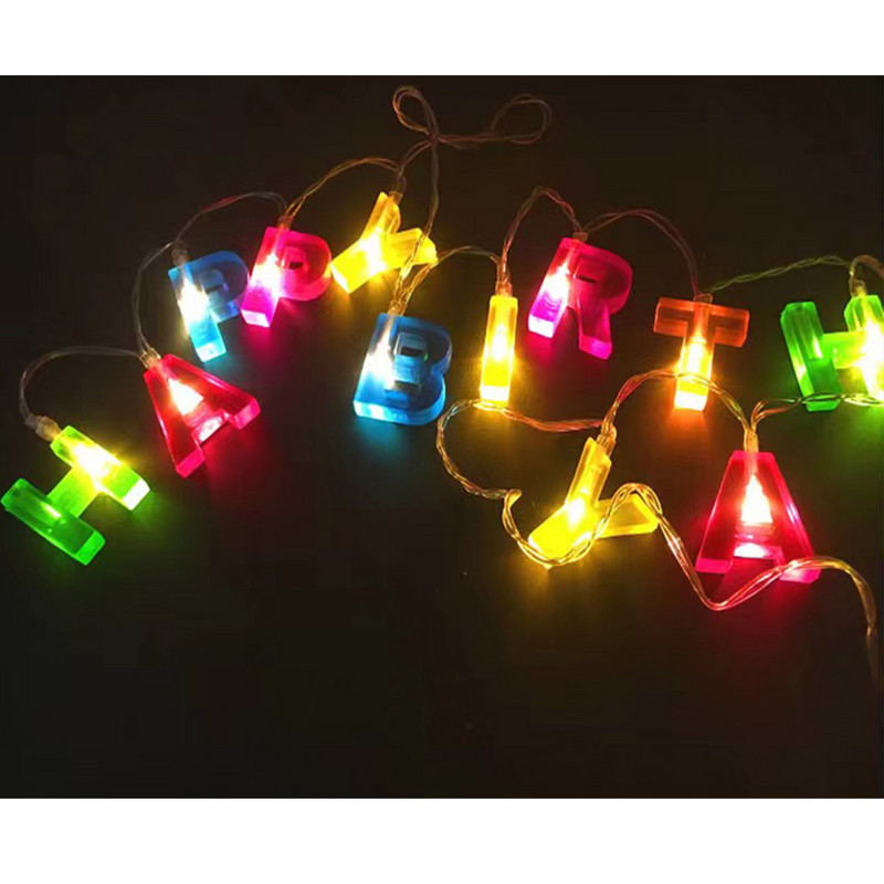 LED SRETAN ROĐENDAN Žaruljice na baterije u obliku slova Potrepštine za dekoraciju rođendanskih zabava na baterije