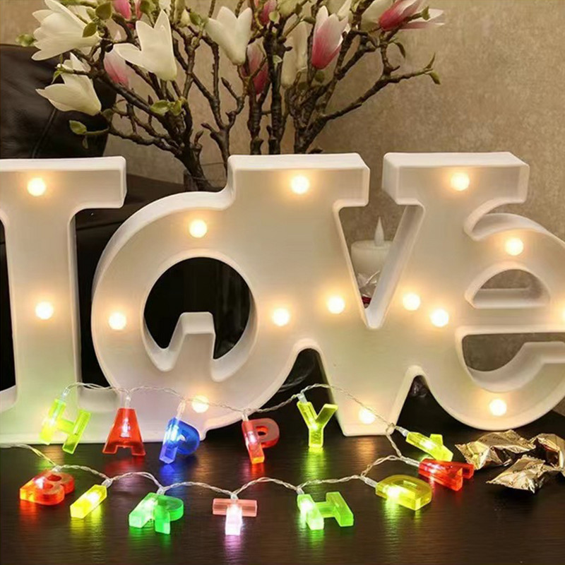 LED SRETAN ROĐENDAN Žaruljice na baterije u obliku slova Potrepštine za dekoraciju rođendanskih zabava na baterije