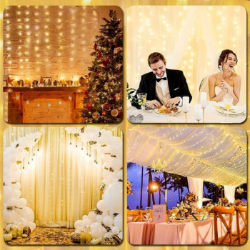3M*3M LED String Lights Χριστουγεννιάτικη Διακόσμηση USB Γαμήλια γιρλάντα Φωτάκια κουρτίνας Εορταστικές λάμπες κρεβατοκάμαρας Φώτα νεράιδας εξωτερικού χώρου