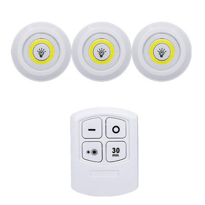 3W Super Bright Cob Φως κάτω από το ντουλάπι LED Ασύρματο τηλεχειριστήριο με ρυθμιζόμενο φωτιστικό νύχτας ντουλάπας Νυχτερινό φωτιστικό σπιτιού Υπνοδωμάτιο κουζίνας