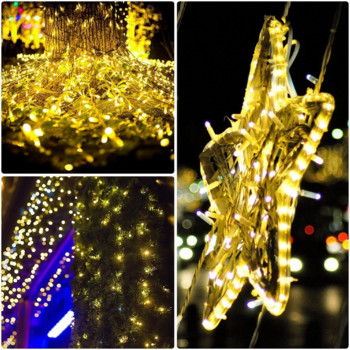 Εξωτερική 22M 10M LED ηλιακή λάμπα String Fairy Light 8 Modes Flash Garland Αδιάβροχη για Χριστουγεννιάτικες Διακοσμήσεις Αίθριου Δρόμου Κήπου