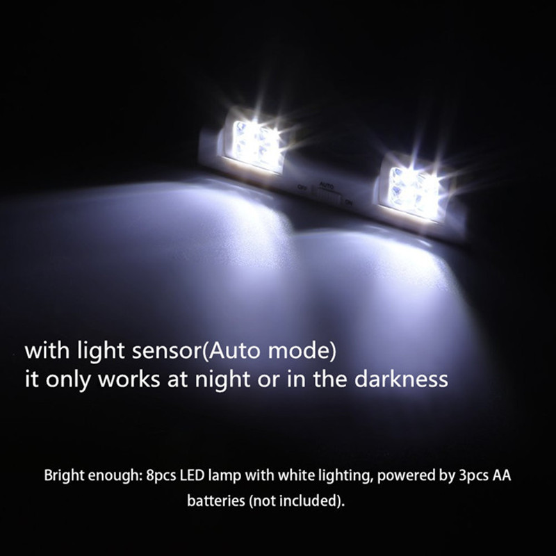 90 laipsnių 8 LED apšvietimas po spintele PIR judesio jutiklis Šviesos spinta spinta Spinta Virtuvės lempa Naktinė lemputė Baterijos maitinimas