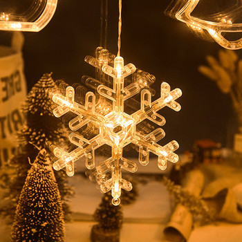 LED коледна звезда снежинка елен камбанки дърво гирлянд светлини фея сукаща лампа светлина за парти сватба празничен декор светлина прозорец