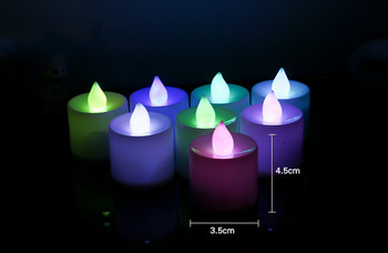7бр. Електронна свещ LED лампа Мини цветна романтична бездимна безпламъчна свещна лампа Сватба Рожден ден Коледа
