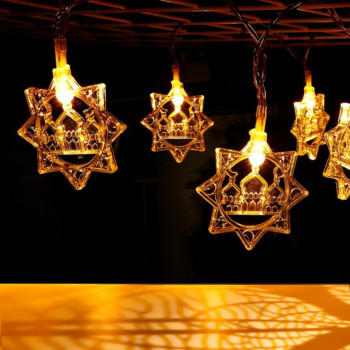 1.5M 10 LED декоративна звезда замък светлинен низ Водоустойчиви Рамаданови струни Светлини Работи с батерии за спално празнично осветление