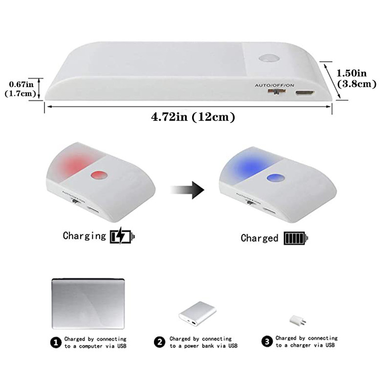 LED PIR senzor pokreta Svjetlo za ormarić u ormaru LED noćno svjetlo ispod ormarića za ormar Stepenice Kuhinja Spavaća soba Kućna rasvjeta