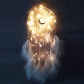 Ghirlandă luminoasă cu pene colorate, clopoței de vânt, pandantiv pentru cochilie, decor pentru dormitor de Valentine's, decorare pentru petrecerea de nuntă