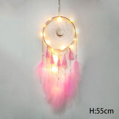 Ghirlandă luminoasă cu pene colorate, clopoței de vânt, pandantiv pentru cochilie, decor pentru dormitor de Valentine's, decorare pentru petrecerea de nuntă