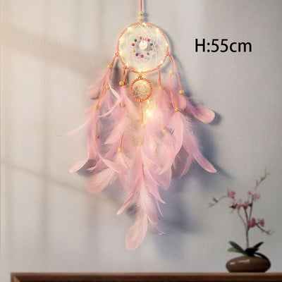 Ghirlandă luminoasă cu pene colorate, clopoței de vânt, pandantiv pentru cochilie, decor pentru dormitor de Valentine's, decorare pentru petrecerea de nuntă