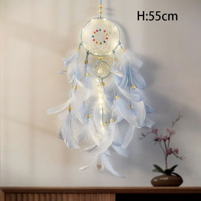 Ghirlandă luminoasă cu pene colorate, clopoței de vânt, pandantiv pentru cochilie, decor pentru dormitor de Valentine's, decorare pentru petrecerea de nuntă