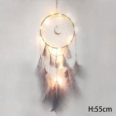 Ghirlandă luminoasă cu pene colorate, clopoței de vânt, pandantiv pentru cochilie, decor pentru dormitor de Valentine's, decorare pentru petrecerea de nuntă