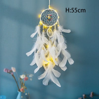 Ghirlandă luminoasă cu pene colorate, clopoței de vânt, pandantiv pentru cochilie, decor pentru dormitor de Valentine's, decorare pentru petrecerea de nuntă