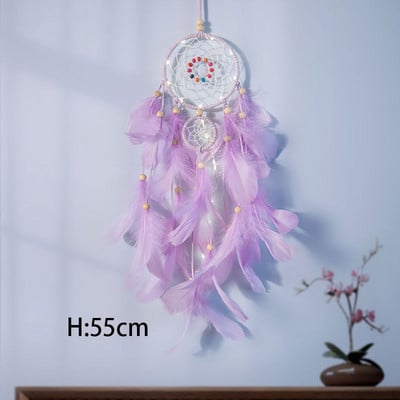 Ghirlandă luminoasă cu pene colorate, clopoței de vânt, pandantiv pentru cochilie, decor pentru dormitor de Valentine's, decorare pentru petrecerea de nuntă