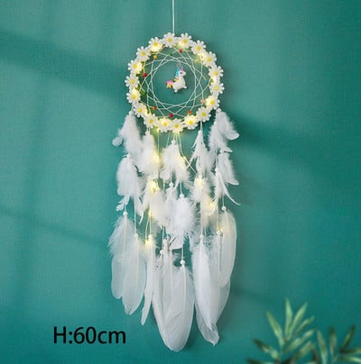 Ghirlandă luminoasă cu pene colorate, clopoței de vânt, pandantiv pentru cochilie, decor pentru dormitor de Valentine's, decorare pentru petrecerea de nuntă