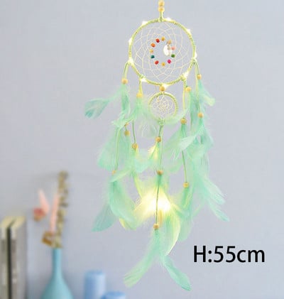 Ghirlandă luminoasă cu pene colorate, clopoței de vânt, pandantiv pentru cochilie, decor pentru dormitor de Valentine's, decorare pentru petrecerea de nuntă