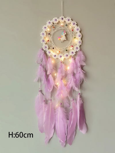 Ghirlandă luminoasă cu pene colorate, clopoței de vânt, pandantiv pentru cochilie, decor pentru dormitor de Valentine's, decorare pentru petrecerea de nuntă