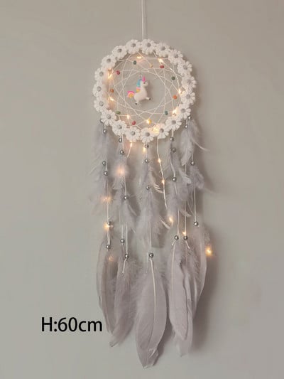 Ghirlandă luminoasă cu pene colorate, clopoței de vânt, pandantiv pentru cochilie, decor pentru dormitor de Valentine's, decorare pentru petrecerea de nuntă