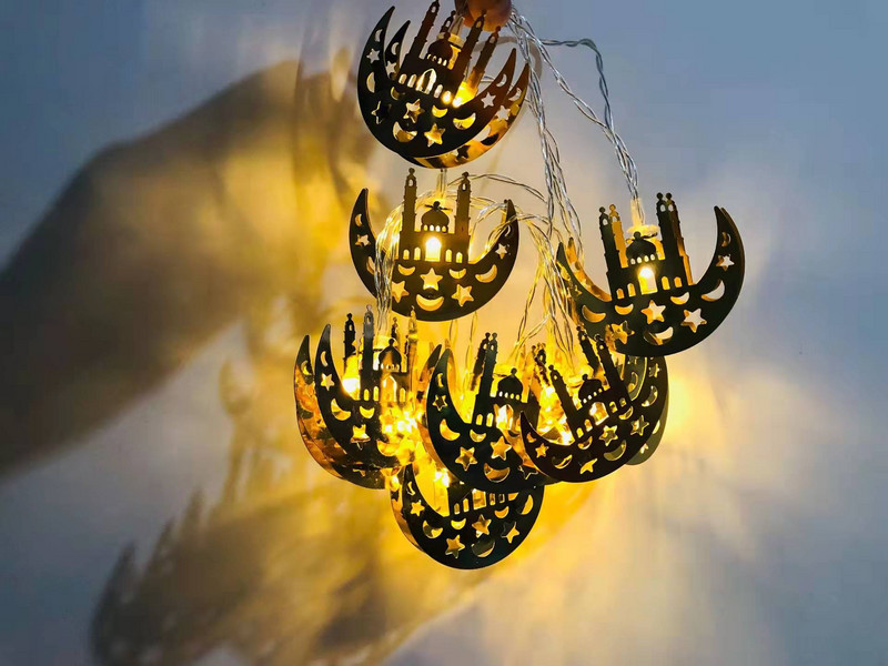 Decoratiuni Ramadan Steaua Lunii Led String Lights EID Mubarak Decor pentru acasă Islam musulman Eveniment petrecere Rechizite Eid al-Fitr Decor..