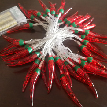 3m 20 led Κόκκινη πιπεριά String Μπαταρία με τροφοδοσία Led Χριστουγέννων Πρωτοχρονιά Ανοιξιάτικο Φεστιβάλ Διακόσμηση Φωτάκια βεράντας Μικρό Φανάρι