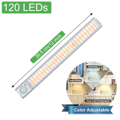 LED-kapivalgusti 160 LED-i lamp liikumisanduri valgustusega köögivalgustid, USB-laetavad kapialused magamistoavalgustid