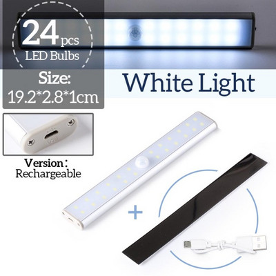 LED-kapivalgusti 160 LED-i lamp liikumisanduri valgustusega köögivalgustid, USB-laetavad kapialused magamistoavalgustid