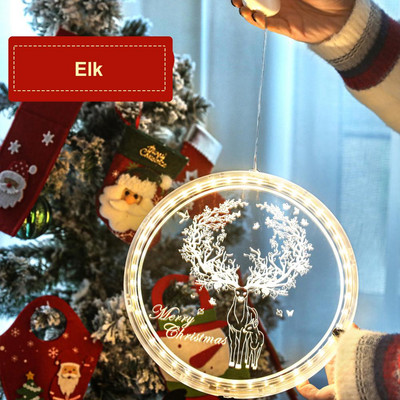 16 cm-es LED függő karácsonyi dekorációs lámpák 3d akril led lámpák tapadókorongokkal ajtókhoz Ablakok díszítésére